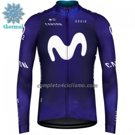 Maglia 2023 Movistar Team Manica Lunga Winter Invernale Blu